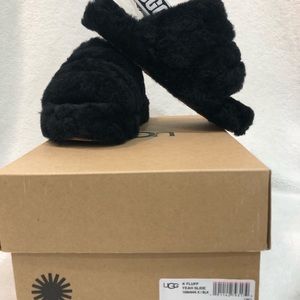 Kids Ugg Fluff Yeah Black Side size 13 New